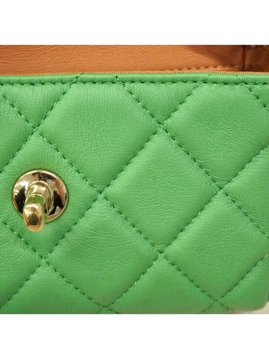 Chanel Shoulder Bag Mini Quilted Lambskin Green Champagne Gold - Picture 10 of 10